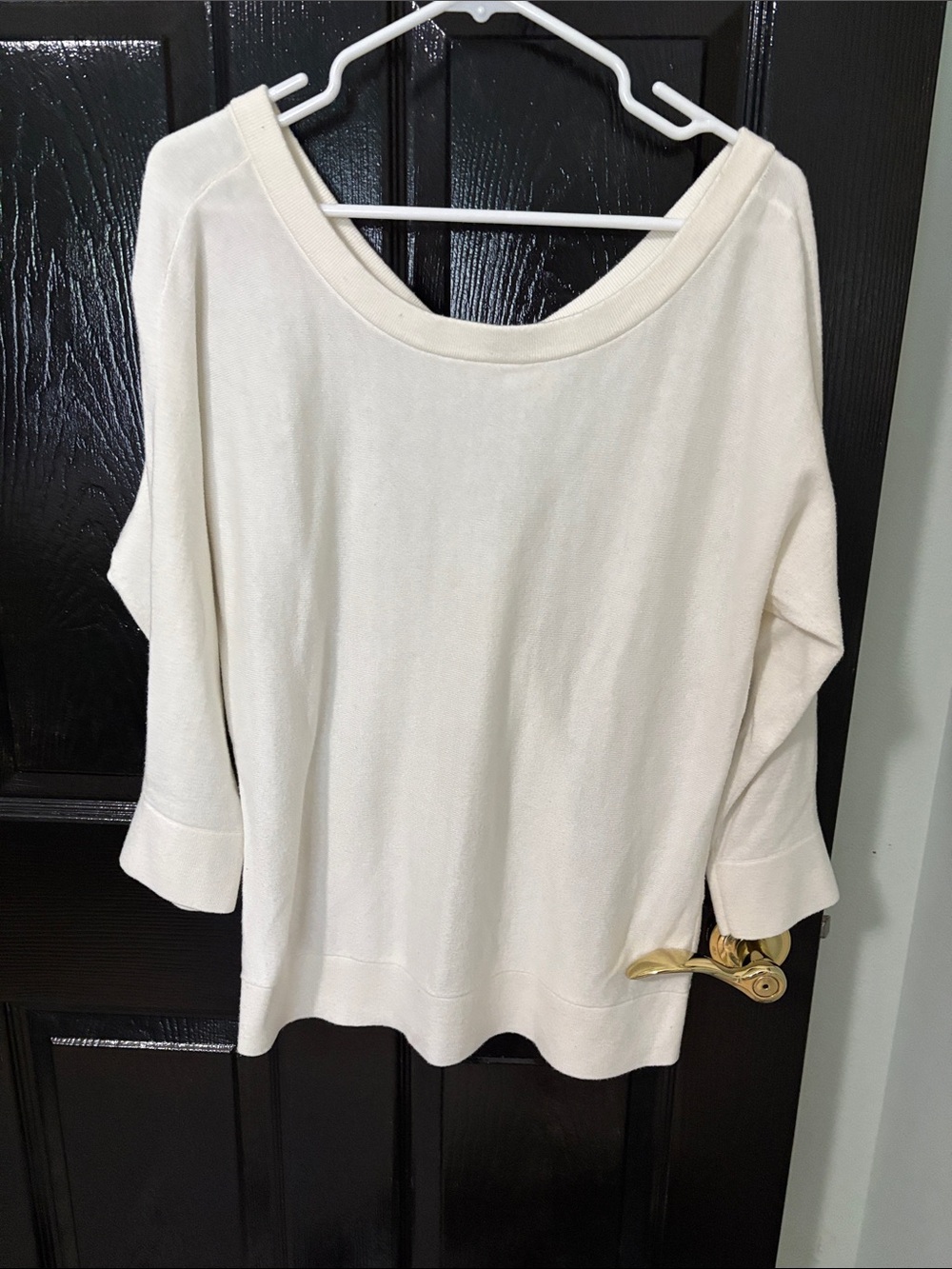 Kate Spade Cream Wide-Neck Lightweight sweater with black bow in back